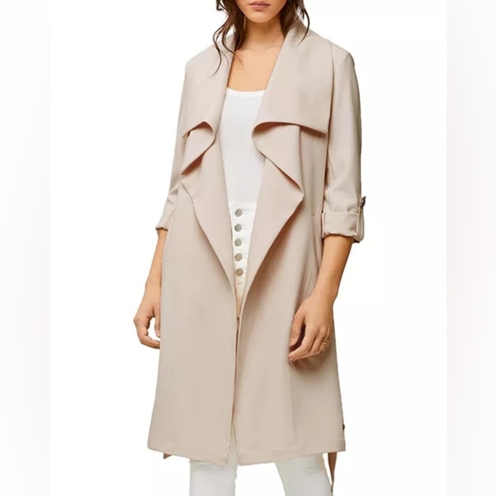 SOIA & KYO Putty Mauve Waterfall Trench Coat XS